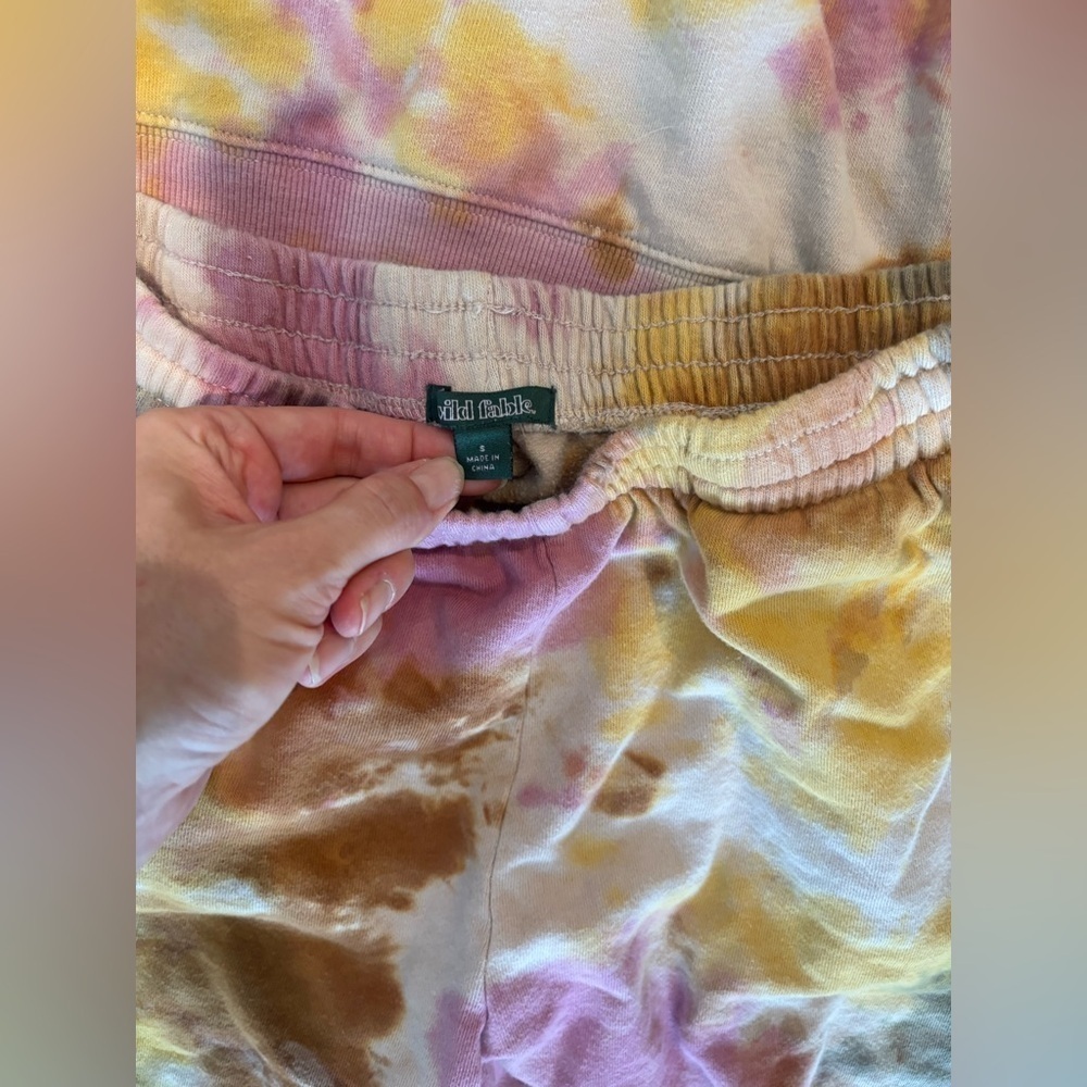 Tie dye jogger comfy sweatsuit athleisure set pink yellow cozy small loungewear - Picture 6 of 6